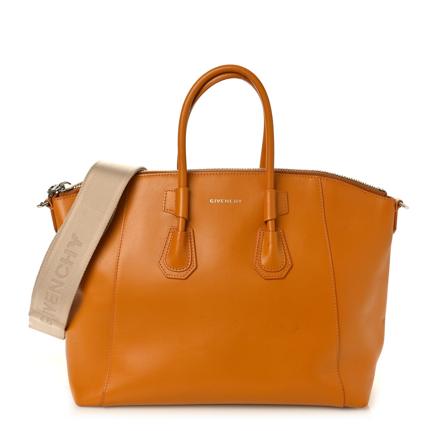 Box Calfskin Small Antigona Sport Top Handle Bag Pumpkin