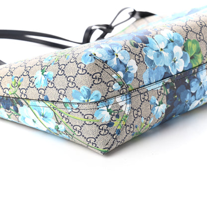 Gucci GG Supreme Monogram Blooms Medium Reversible Tote Beige Blue Navy 6 of 16