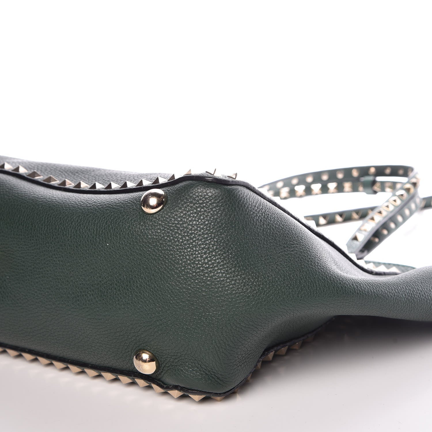 Valentino Garavani Pebbled Calfskin Medium Rockstud Tote Dark Green 12 of 13