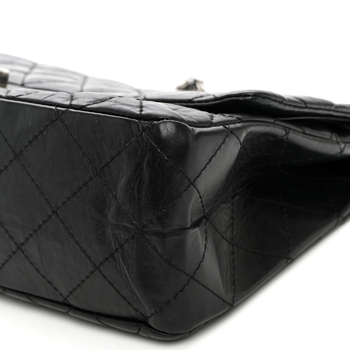 Aged Calfskin Quilted 2.55 Reissue 227 Flap Black