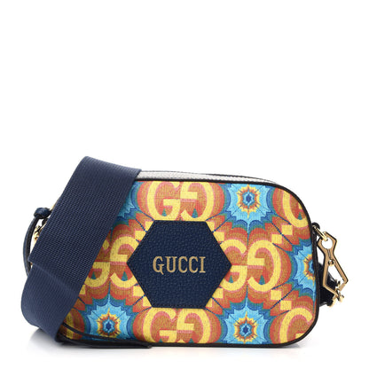 Gucci GG Supreme Kaleidoscope Calfskin Script Logo Gucci 100 Camera Bag Blue Orange Multicolor Blue Agata 1 of 8