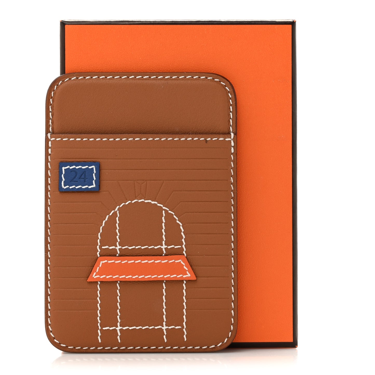 Swift Stitched Faubourg MagSafe Card Holder Gold Bleu De France Orange