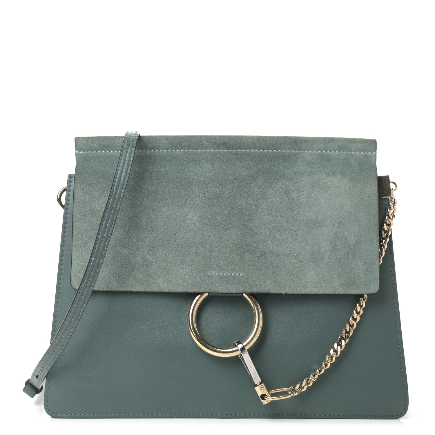 Chloe Calfskin Suede Medium Faye Shoulder Bag Cloudy Blue 1 of 10