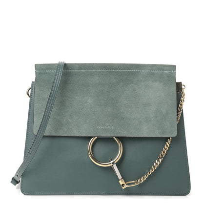 Chloe Calfskin Suede Medium Faye Shoulder Bag Cloudy Blue 1 of 10