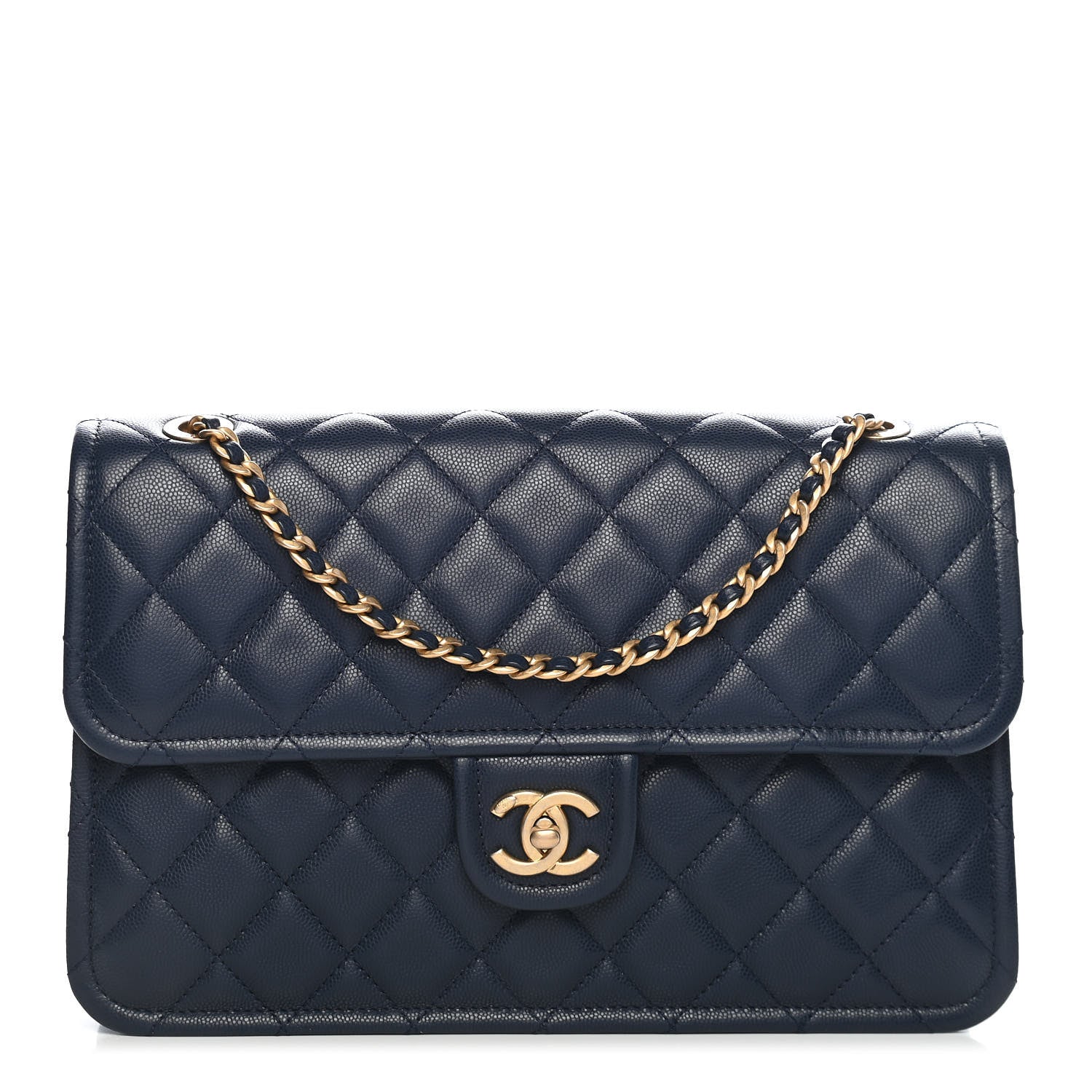 Chanel Caviar Quilted Large Sweet Classic Flap Navy Blue 1 of 9