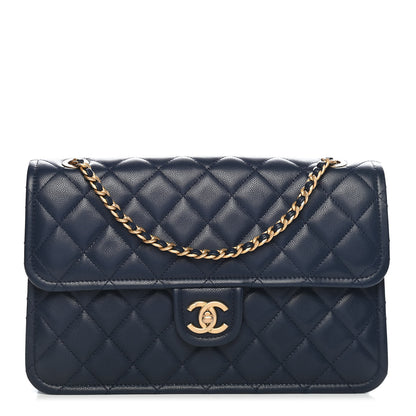 Chanel Caviar Quilted Large Sweet Classic Flap Navy Blue 1 of 9
