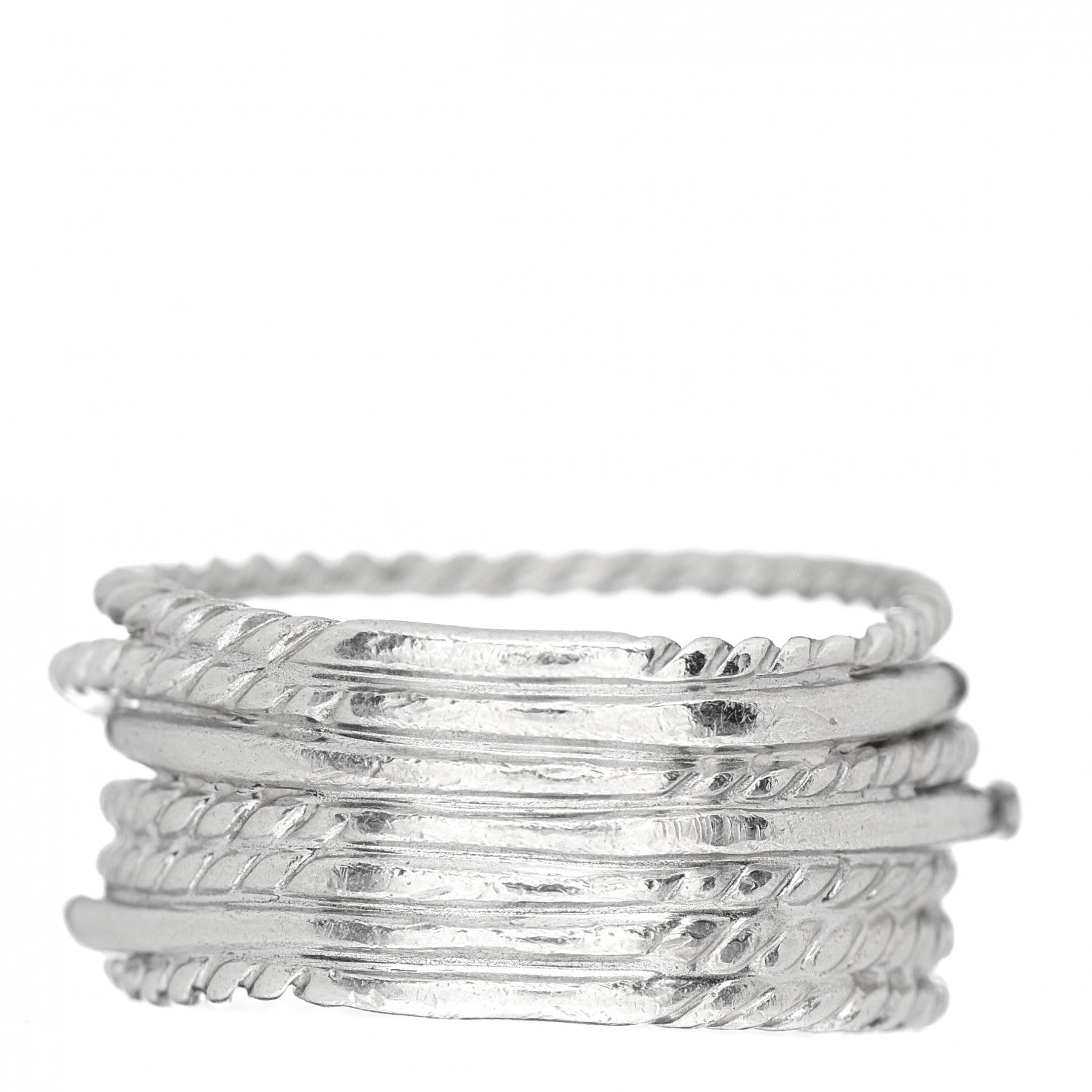 David Yurman Sterling Silver Diamond 11mm Wide Crossover Cable Ring 54 6.75 3 of 4