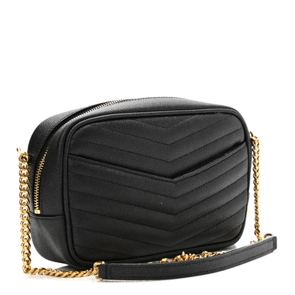 Saint Laurent Grain De Poudre Matelasse Monogram Mini Lou Camera Bag Black 3 of 11