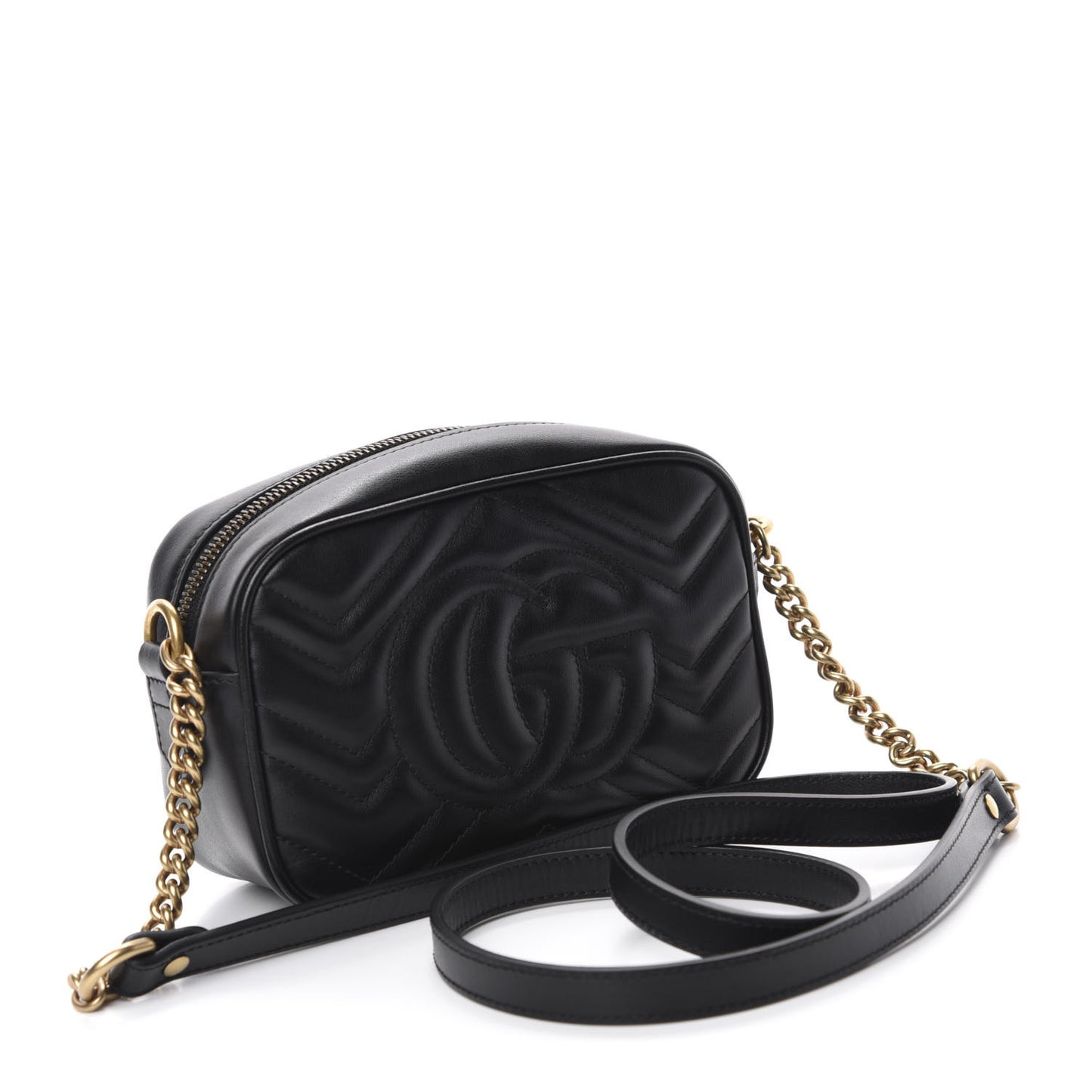 Calfskin Matelasse Mini GG Marmont Chain Shoulder Bag Black