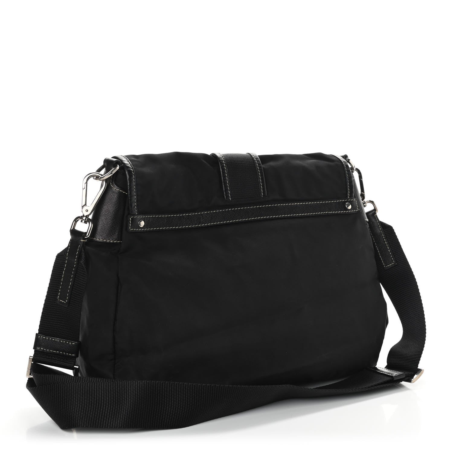 Prada Nylon Saffiano Vela Messenger Bag Black 2 of 8