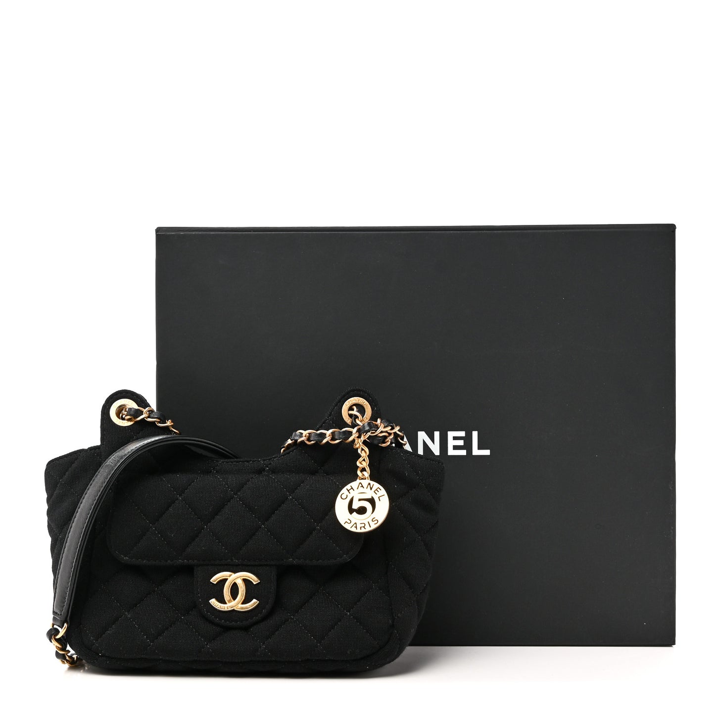 Jersey Quilted Small Wavy CC Hobo Black