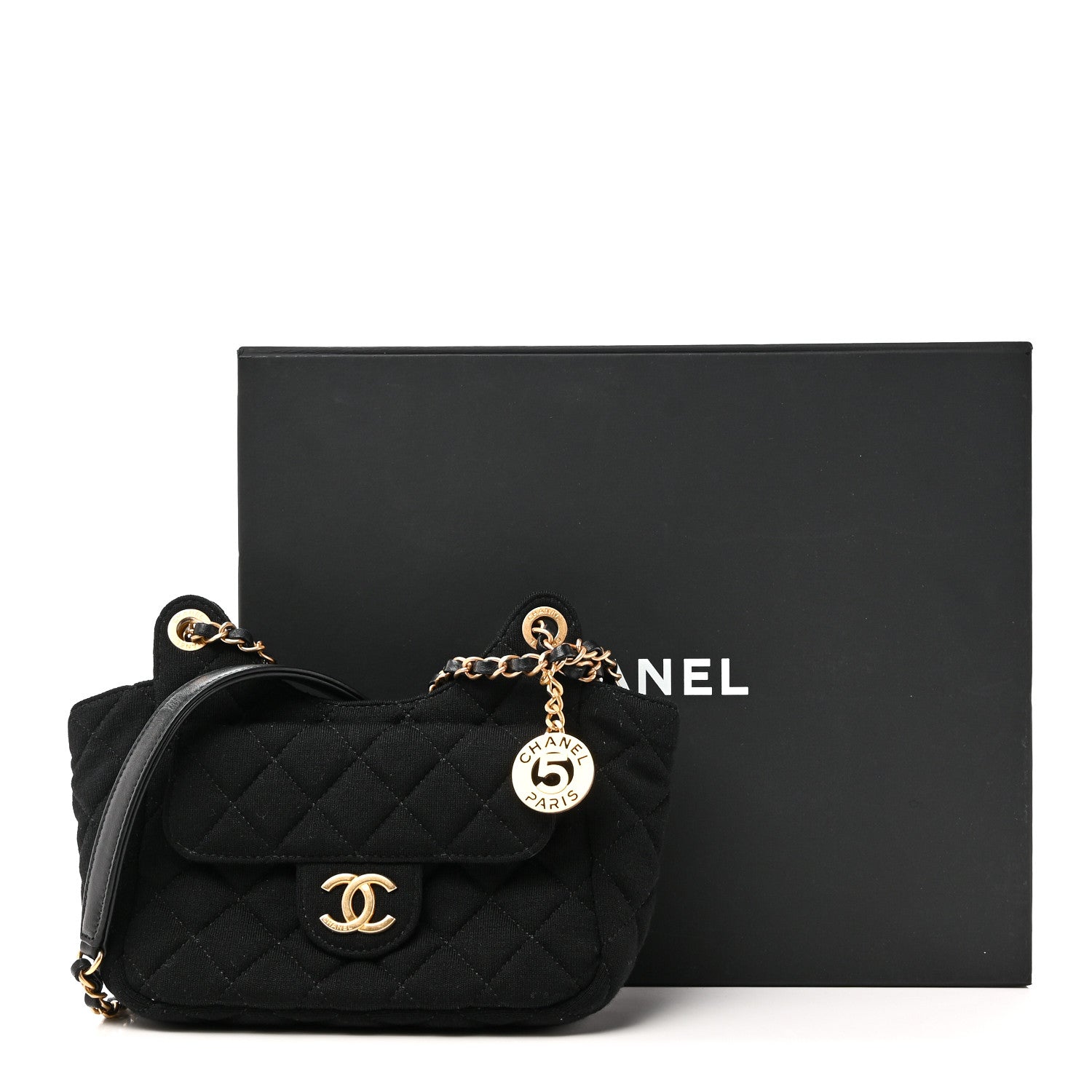 Chanel Jersey Quilted Small Wavy CC Hobo Black 11 of 11