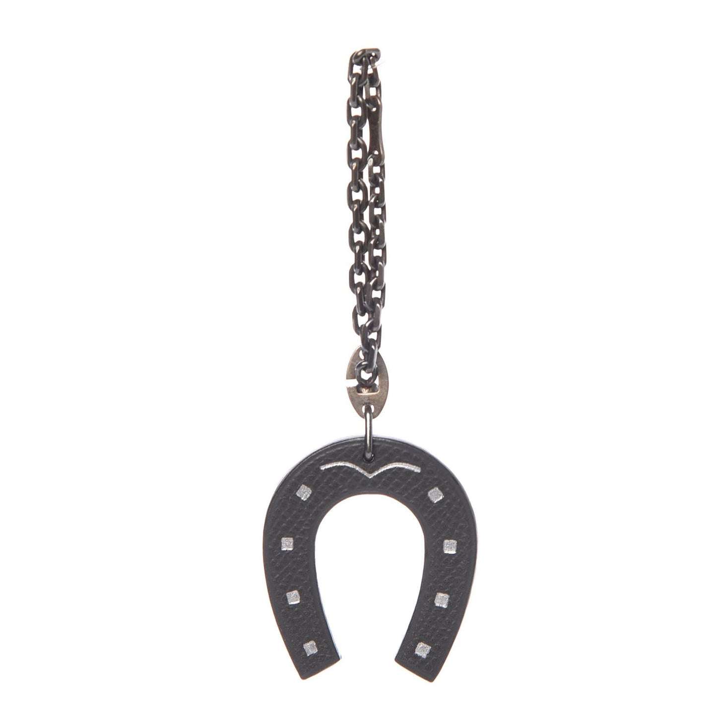 Epsom Lucky Horseshoe Bag Charm Graphite Orange