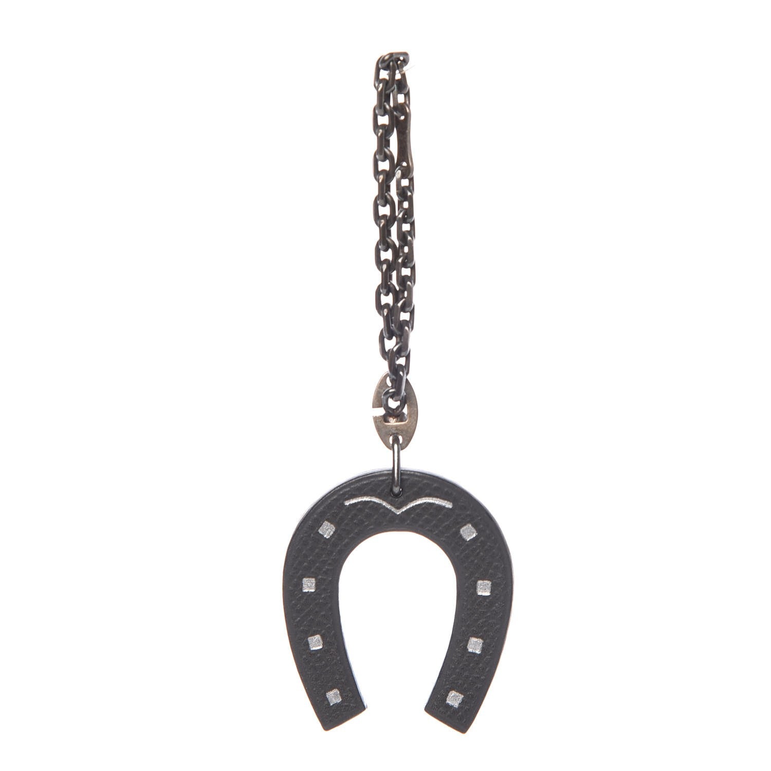 Hermes Epsom Lucky Horseshoe Bag Charm Graphite Orange 1 of 4