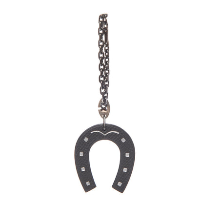 Hermes Epsom Lucky Horseshoe Bag Charm Graphite Orange 1 of 4