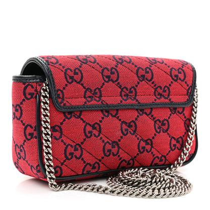 Gucci Monogram Multicolor Matelasse Diagonal Super Mini GG Marmont Shoulder Bag Red Blue 3 of 8