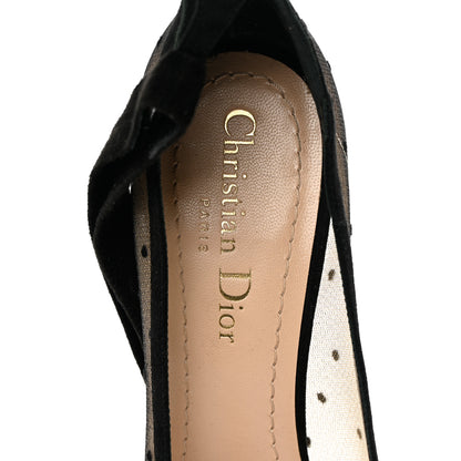 Christian Dior Suede Calfskin Plumetis Lovely-D Ankle Wrap Pumps 37 Black 13 of 16