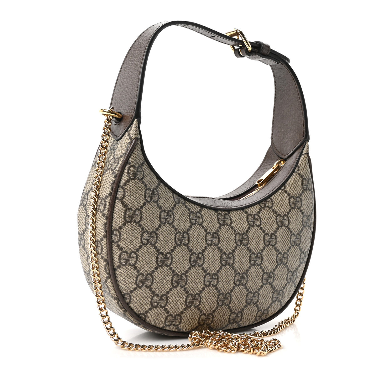 Gucci GG Supreme Monogram Textured Dollar Calfskin Small Ophidia Shoulder Bag Beige Ebony New Acero 3 of 10