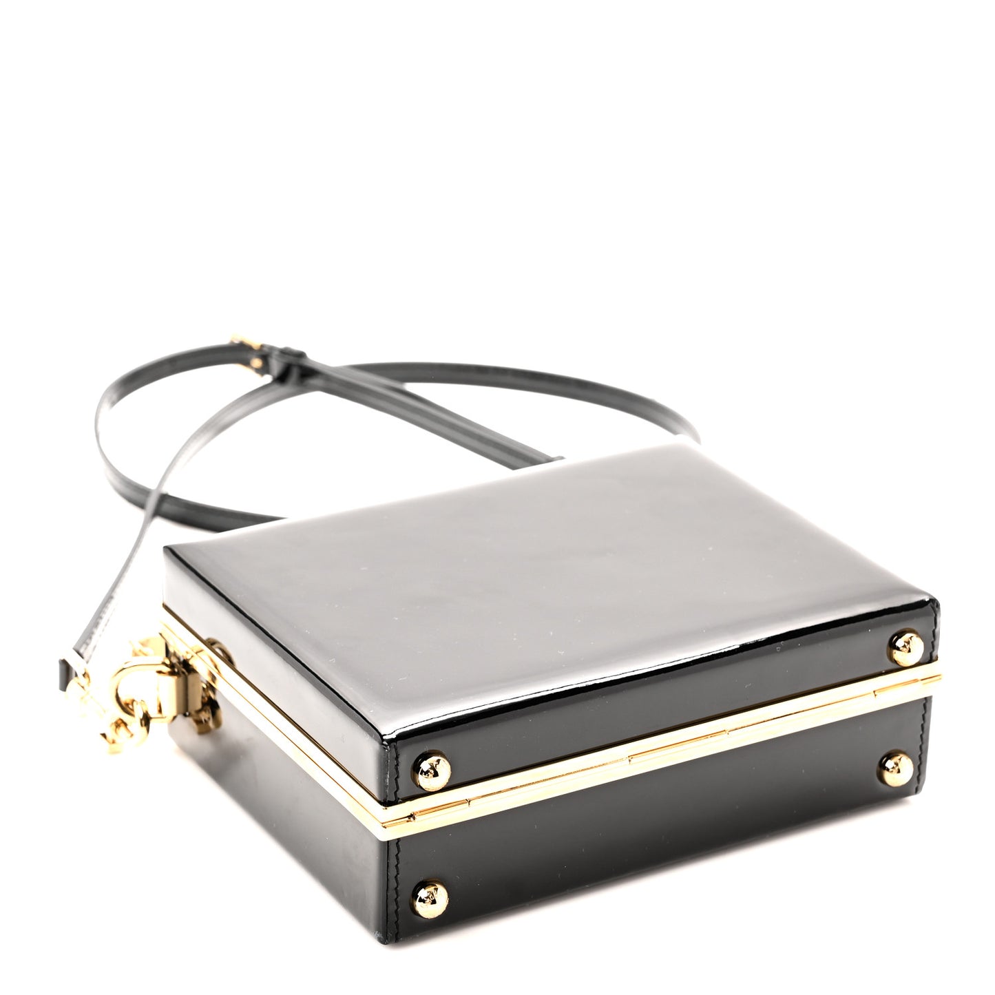 Patent Dolce Box Handbag Black