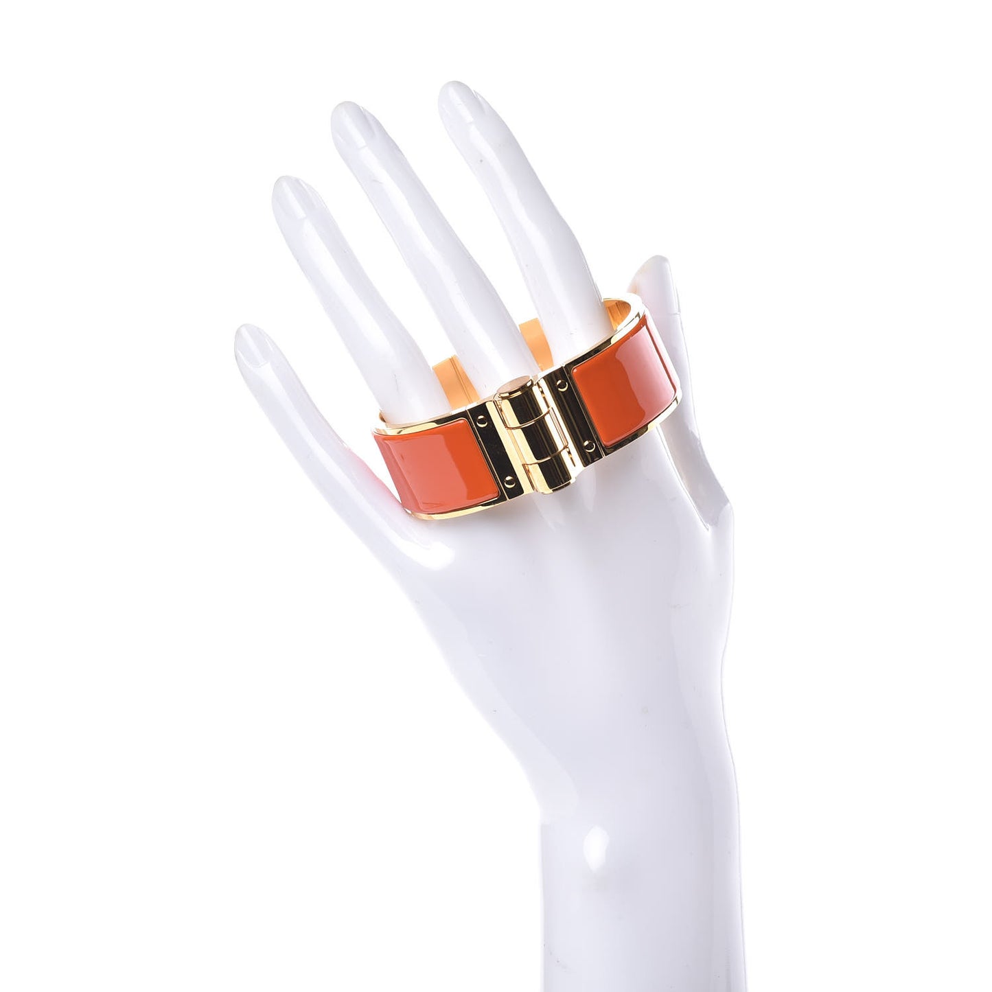 Enamel Charniere Uni Wide Hinged Bracelet M Orange