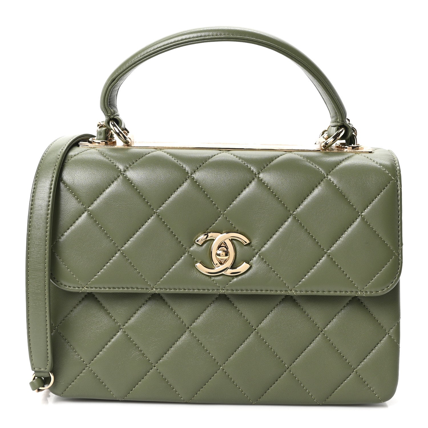 Chanel Lambskin Quilted Small Trendy CC Flap Dual Handle Bag Green 1 of 10