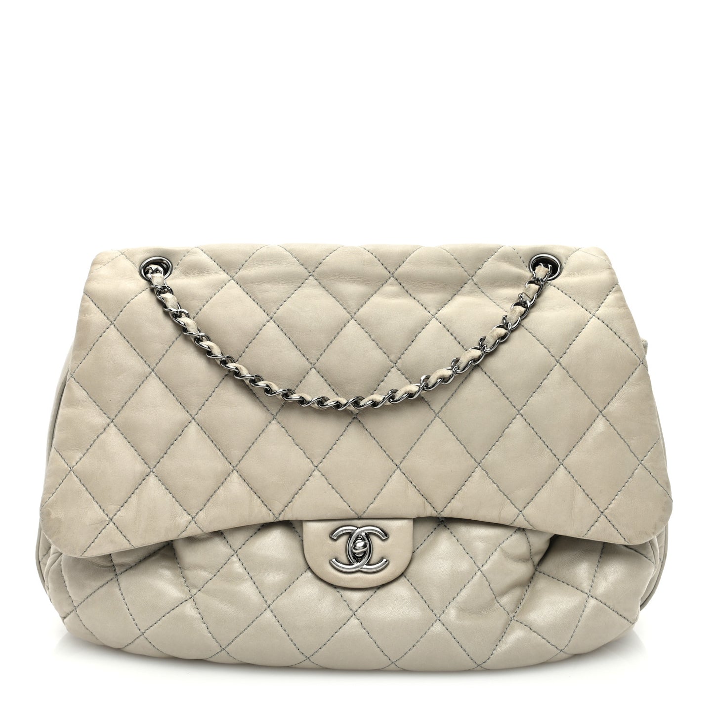 Lambskin Maxi Quilted Chanel 3 Flap Bag Grey