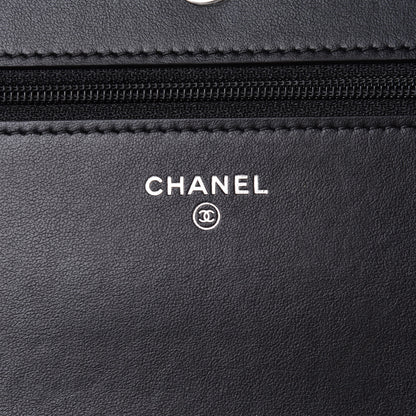 Chanel Caviar Camellia Embossed Wallet On Chain WOC Black 5 of 11