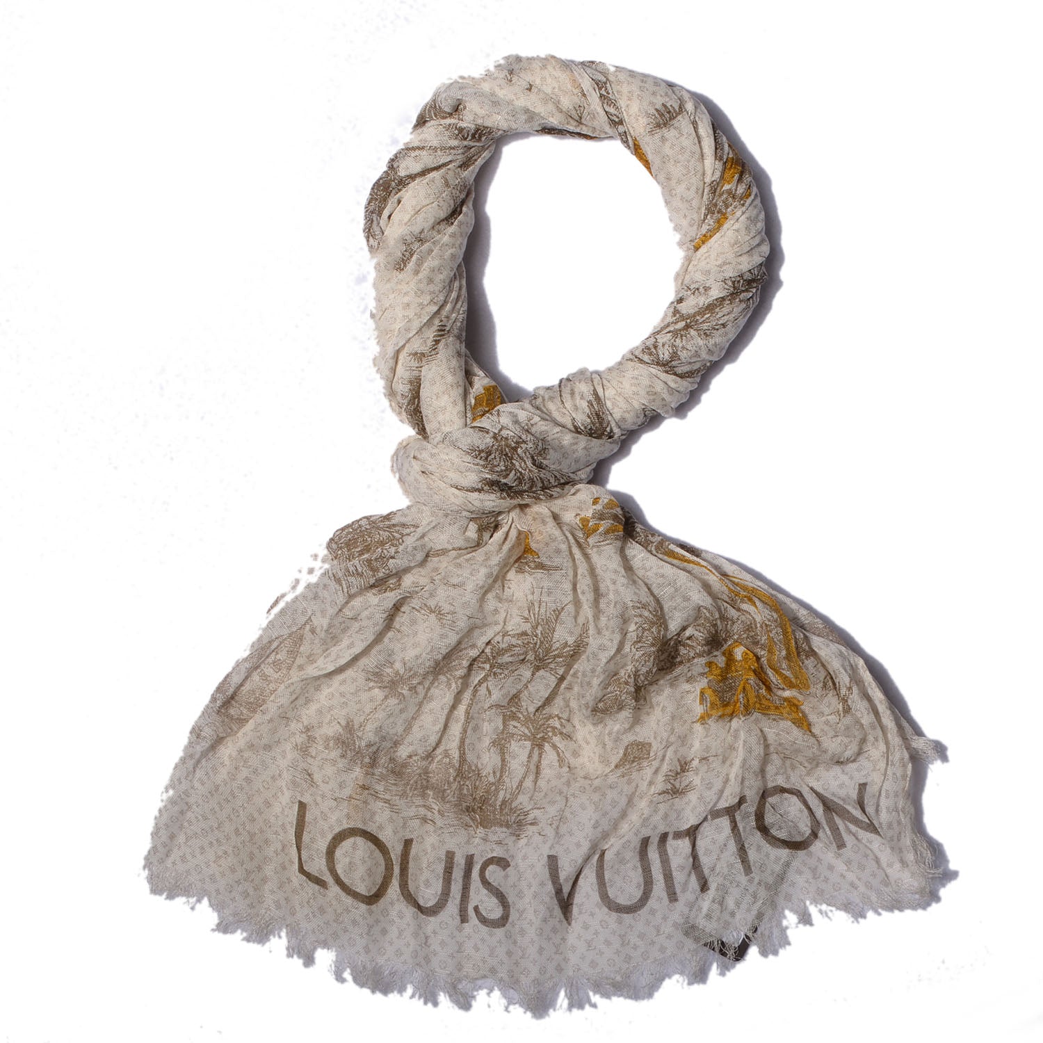 Louis Vuitton Cotton Linen Toile Etole De Louis Pareo Beige 1 of 7