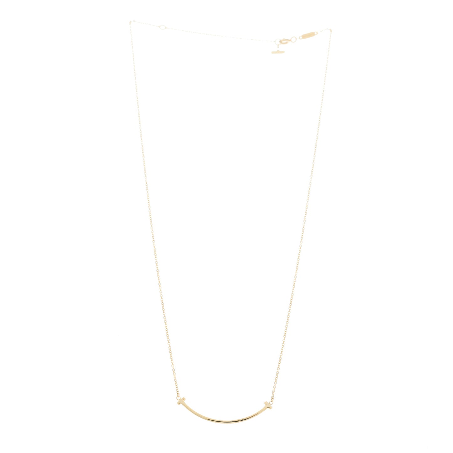 18K Yellow Gold Small T Smile Pendant Necklace