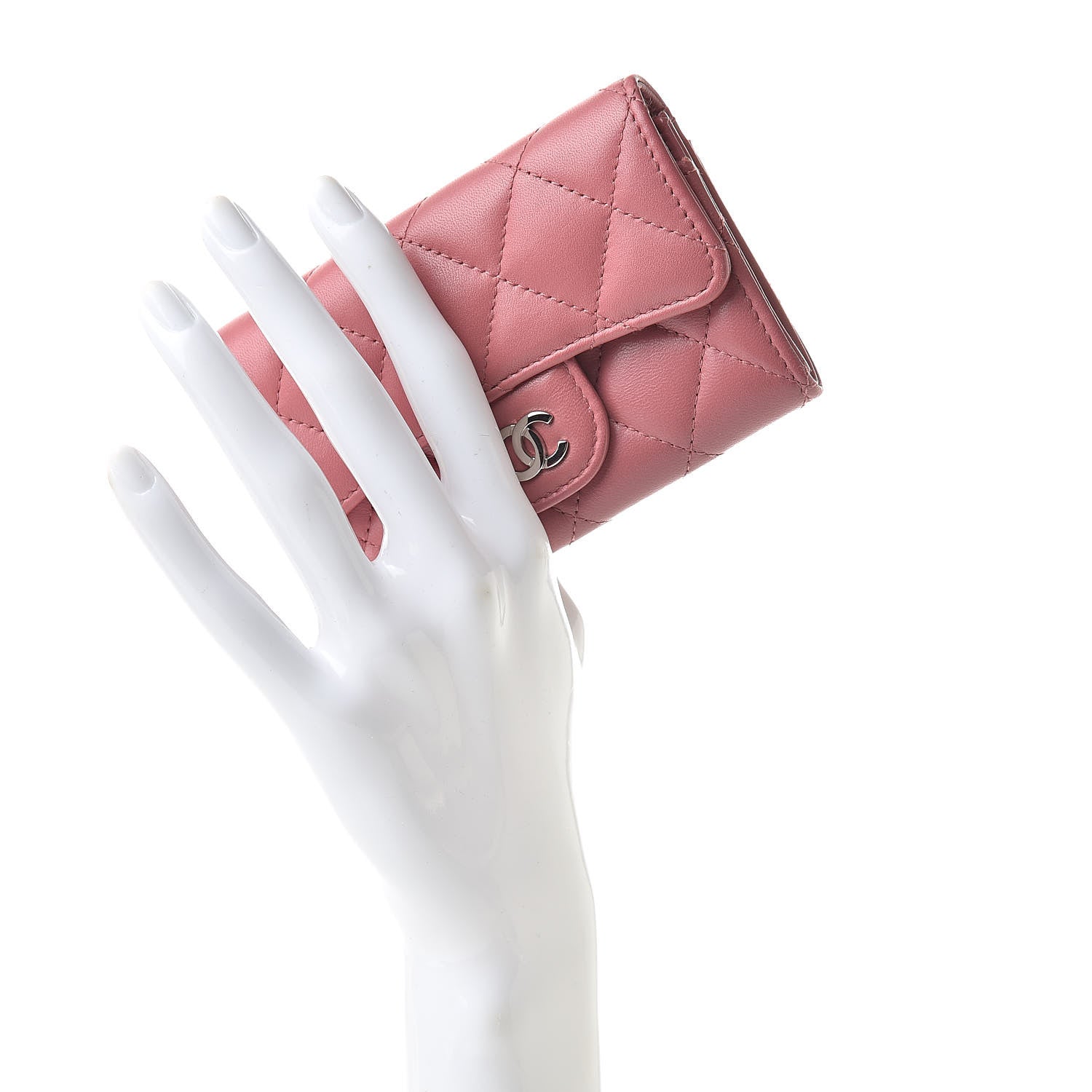 Chanel Lambskin Quilted Flap Card Holder Pink 2 of 14