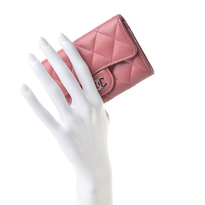 Chanel Lambskin Quilted Flap Card Holder Pink 2 of 14