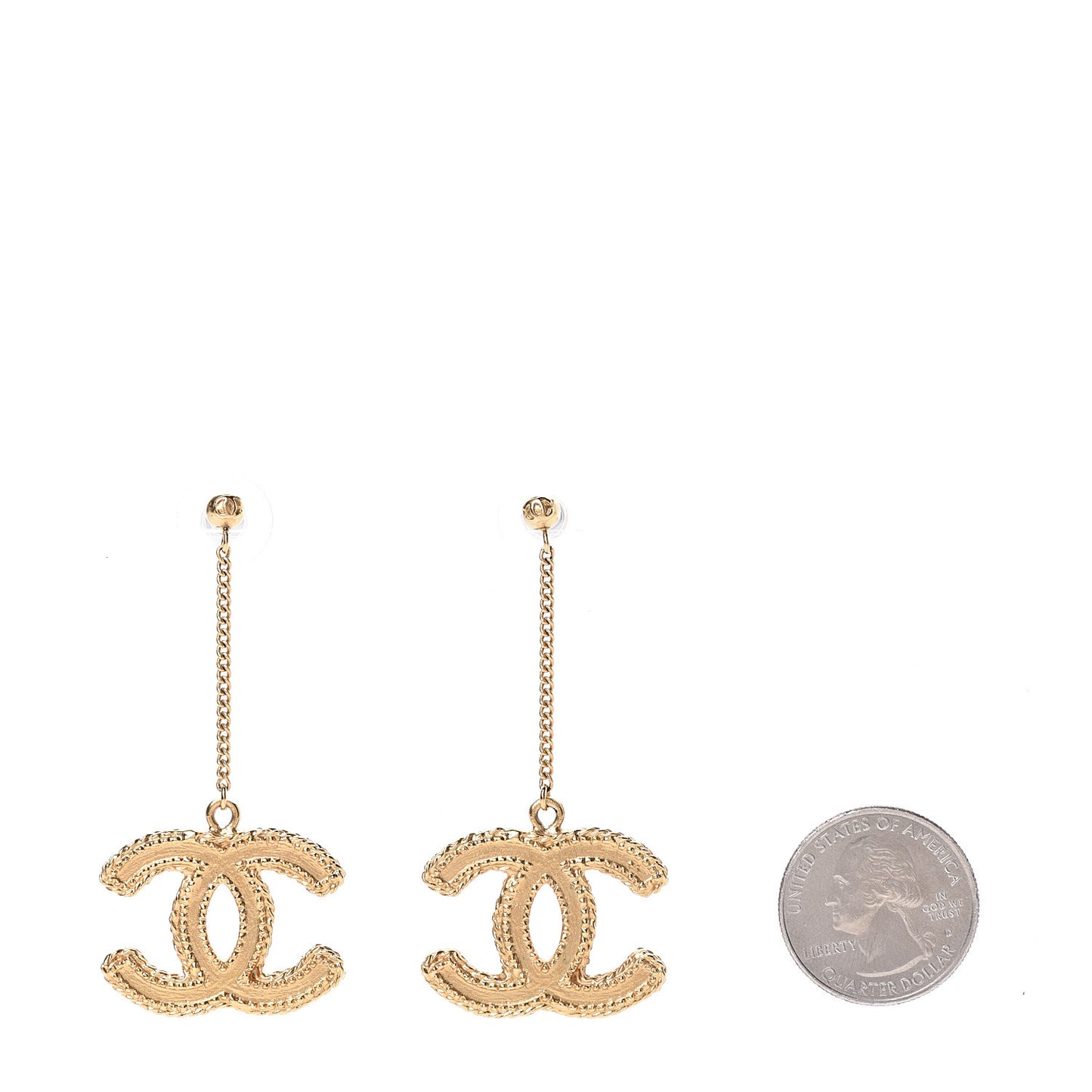 CC Drop Earrings Matte Gold