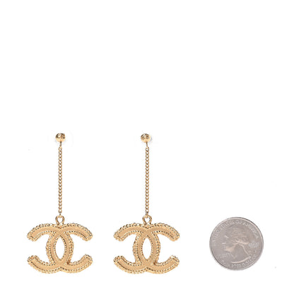 Chanel CC Drop Earrings Matte Gold 2 of 5