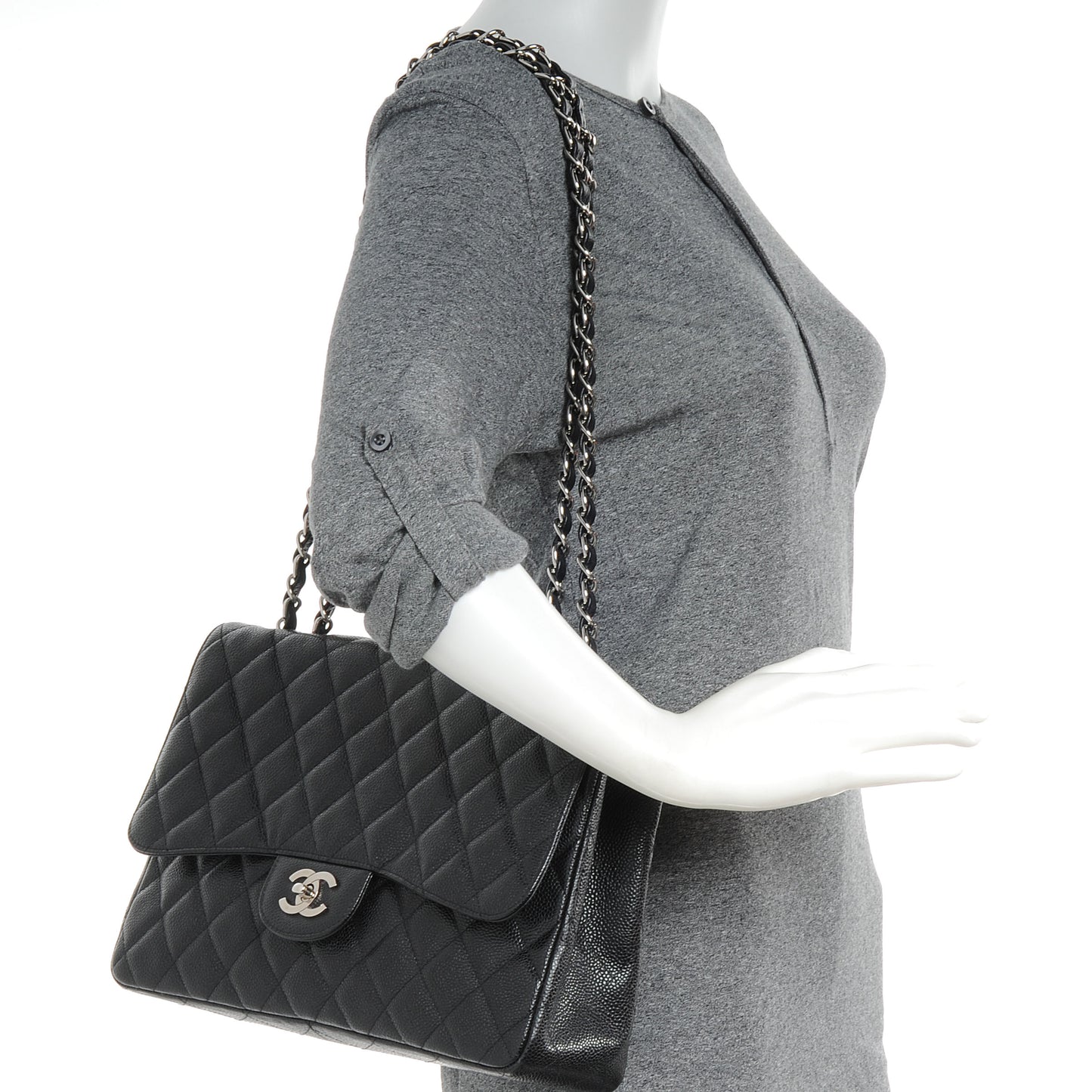 Caviar Jumbo Single Flap Black
