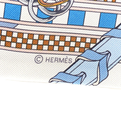 Hermes Silk Brides et Gris Twilly Gris Bleu Jean White Miel 4 of 4