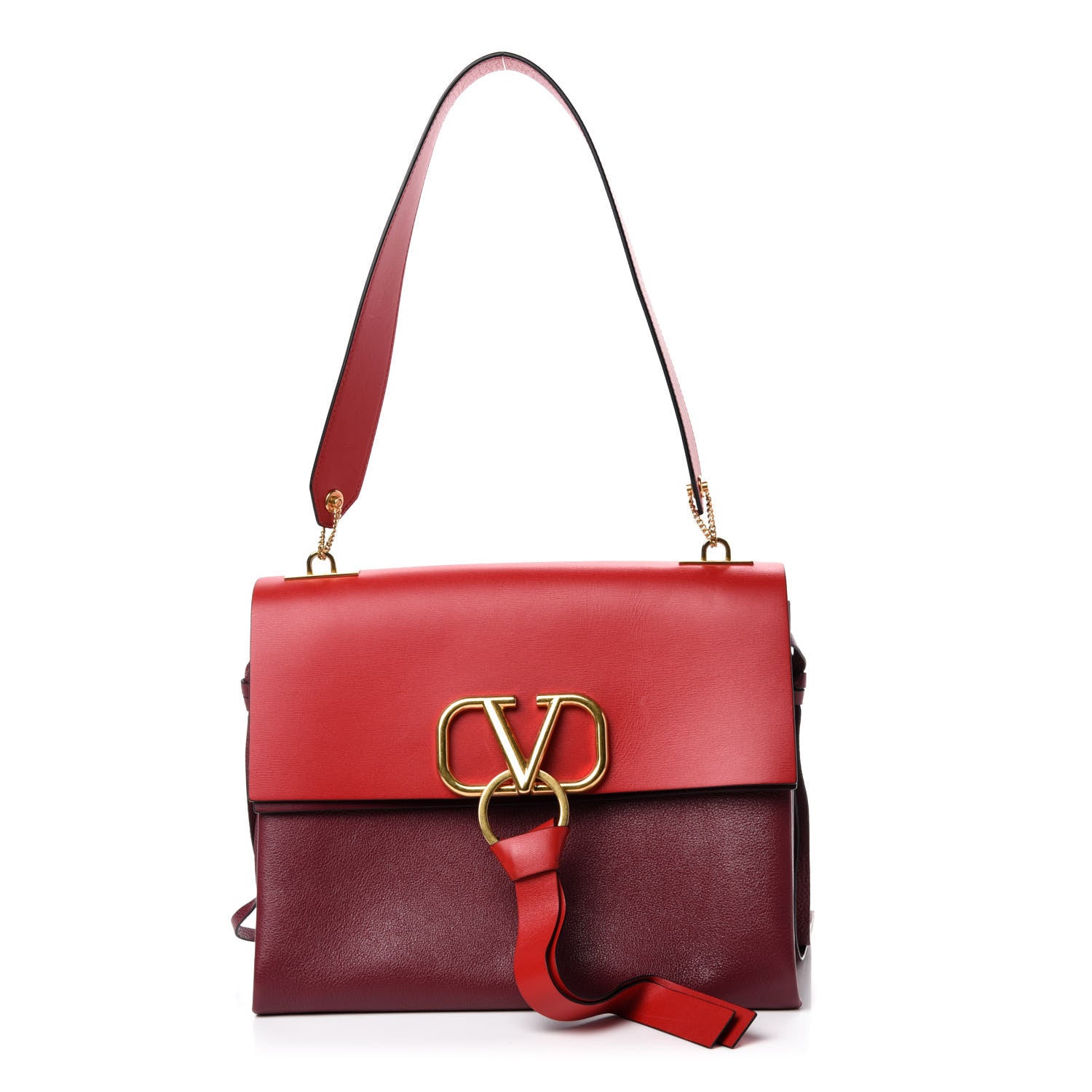 Valentino Garavani Smooth Calfskin Medium Vring Shoulder Bag Rouge Pur Cerise 1 of 10