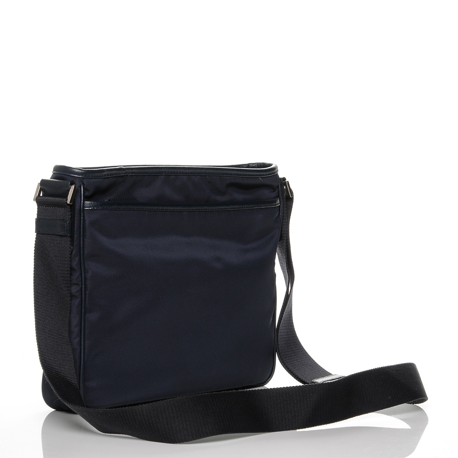 Prada Tessuto Nylon Saffiano Flat Messenger Bag Blue 3 of 6