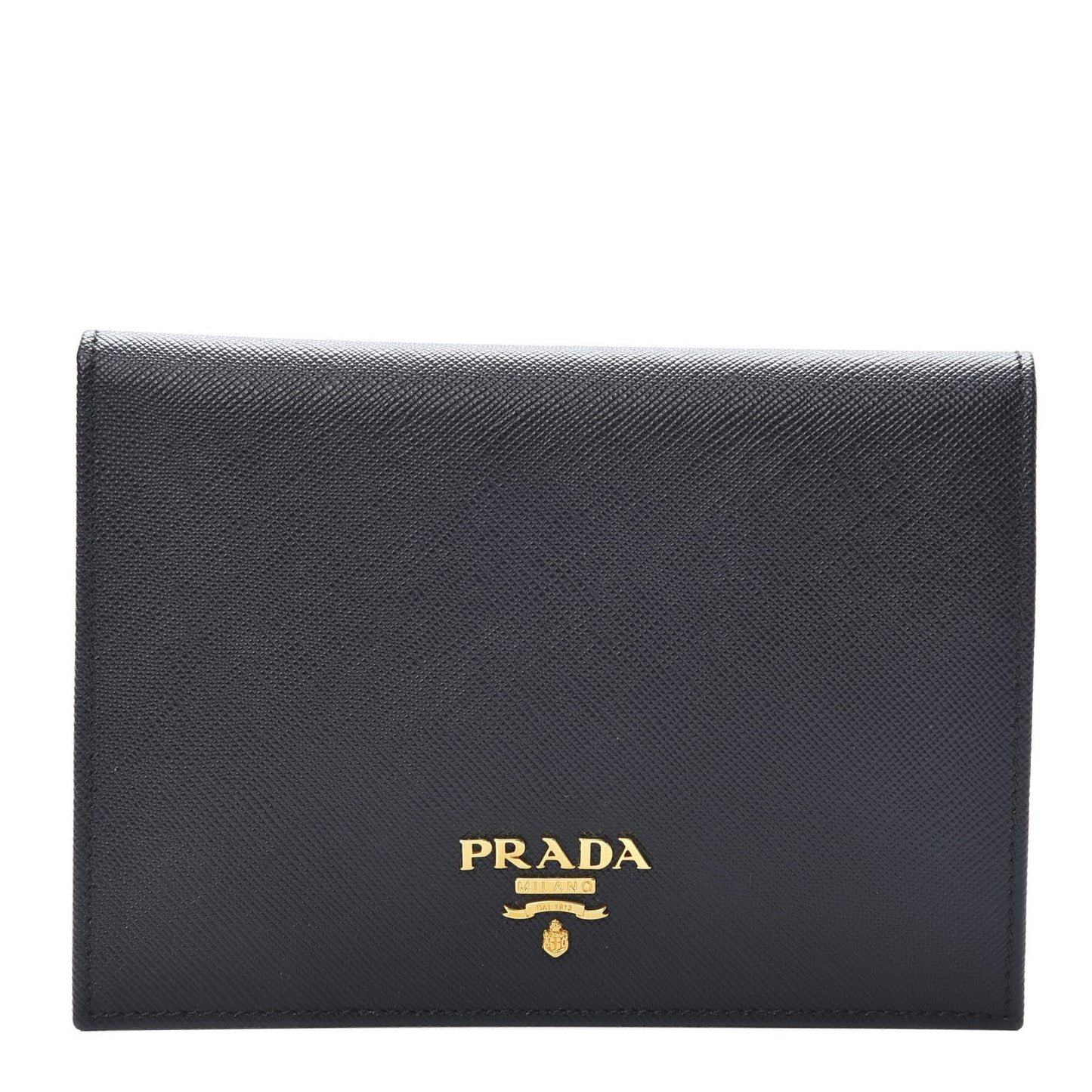 Saffiano Metal Flap Passport Holder Black