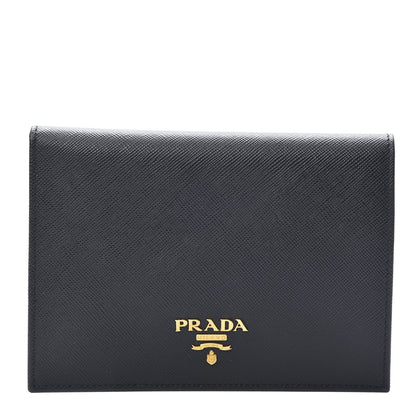 Prada Saffiano Metal Flap Passport Holder Black 1 of 9