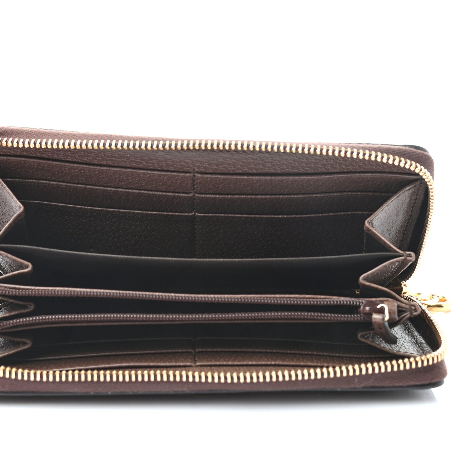GG Supreme Monogram Web Ophidia Zip Around Wallet Brown