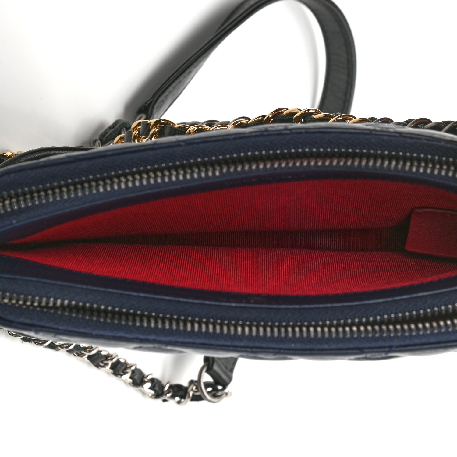 Chanel Aged Calfskin Quilted Small Gabrielle Clutch With Chain Navy Black 6 of 13