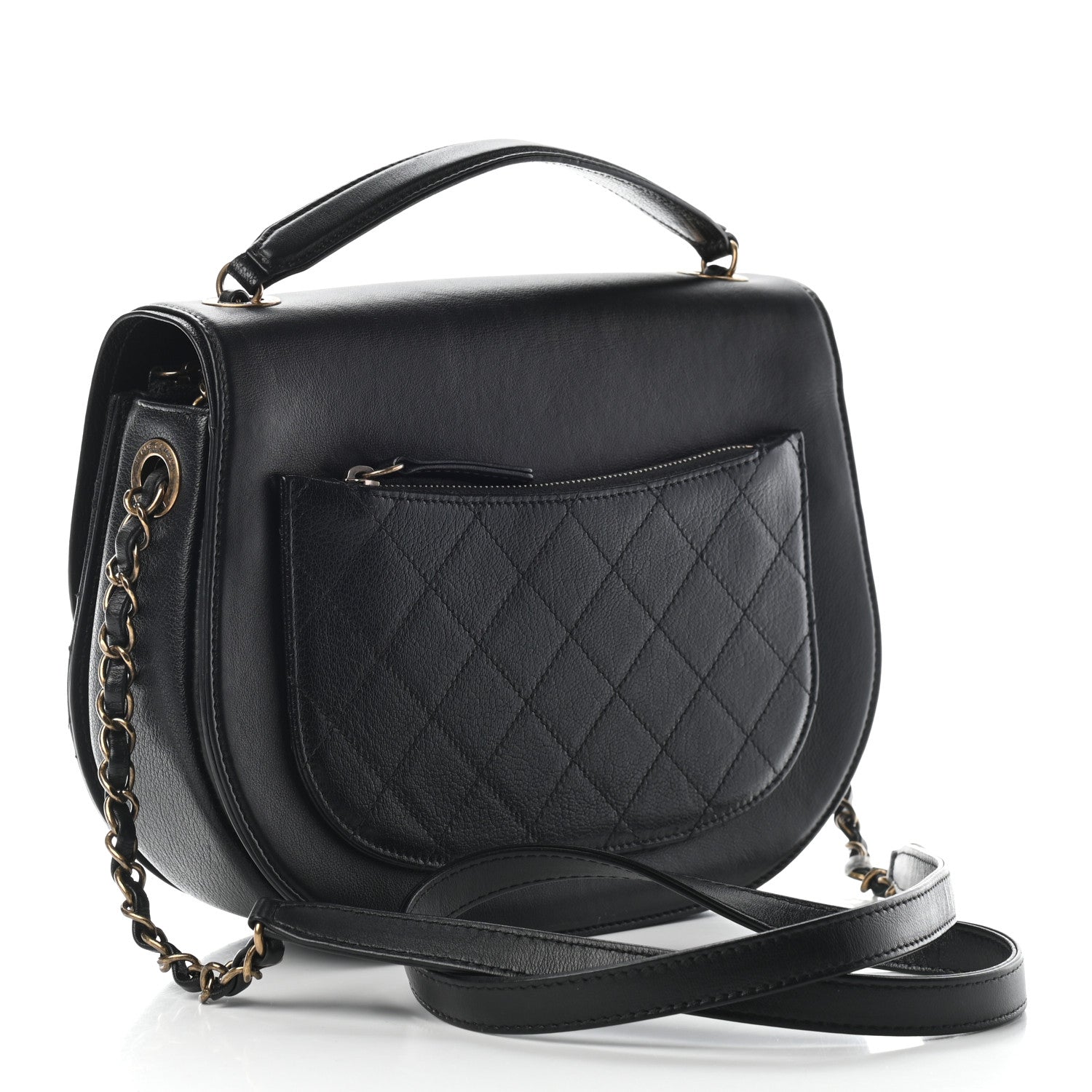 Chanel Shiny Calfskin Goatskin Quilted Medium Coco Curve Messenger Flap Black 3 of 7