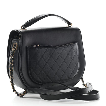 Chanel Shiny Calfskin Goatskin Quilted Medium Coco Curve Messenger Flap Black 3 of 7