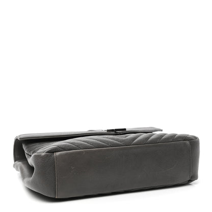Saint Laurent Calfskin Matelasse Chevron Monogram Large College Satchel Light Coal 4 of 10