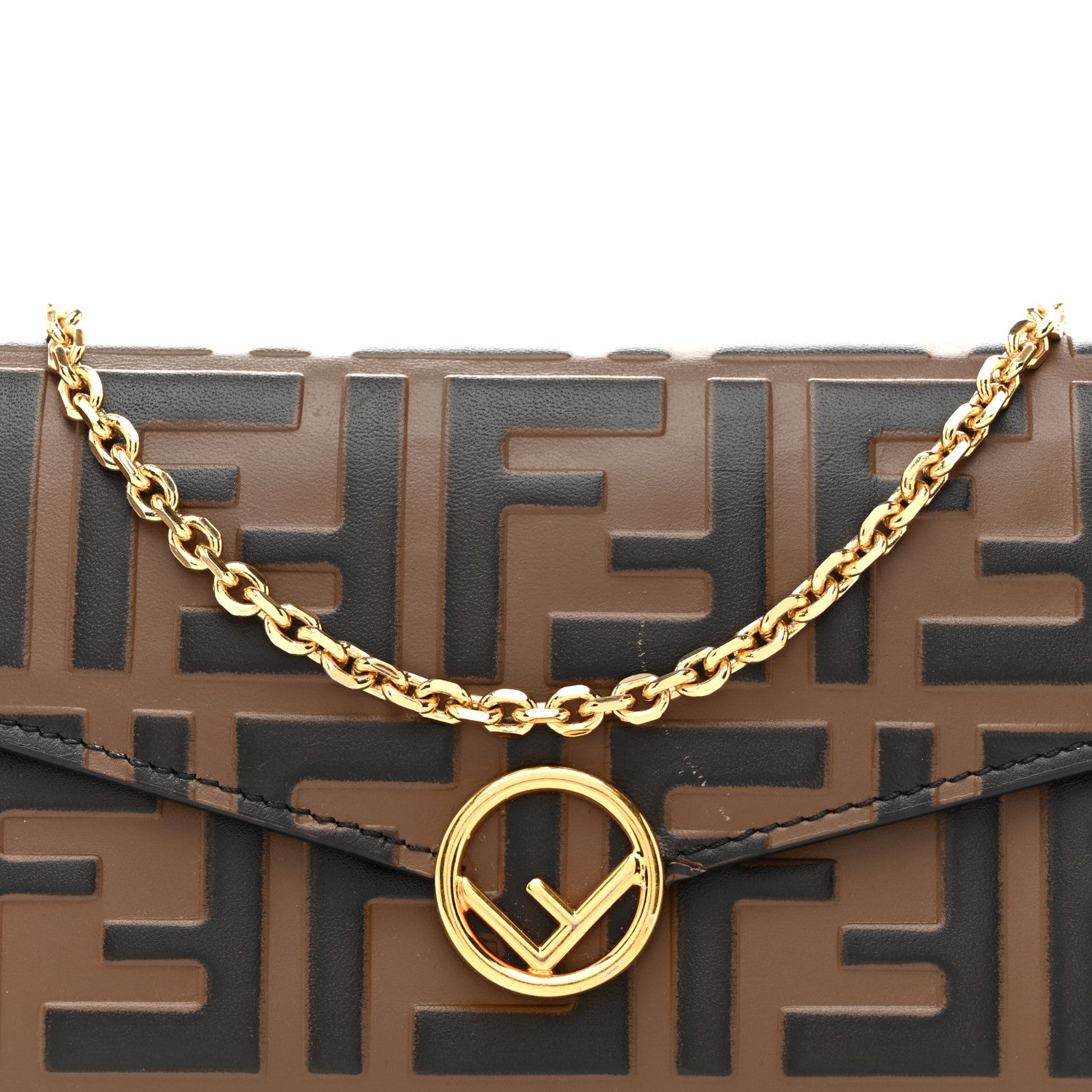 Fendi Vitello Soft F is Fendi Bi-Color FF 1974 Embossed Continental Envelope Wallet On Chain Maya Black 8 of 11