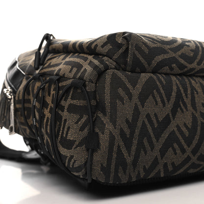 Fendi X SARAH COLEMAN Fabric Jacquard Vitello Grace Light Woven Lanyard FF Vertigo Pouch Pocket Backpack Tobacco Moro Black 9 of 10