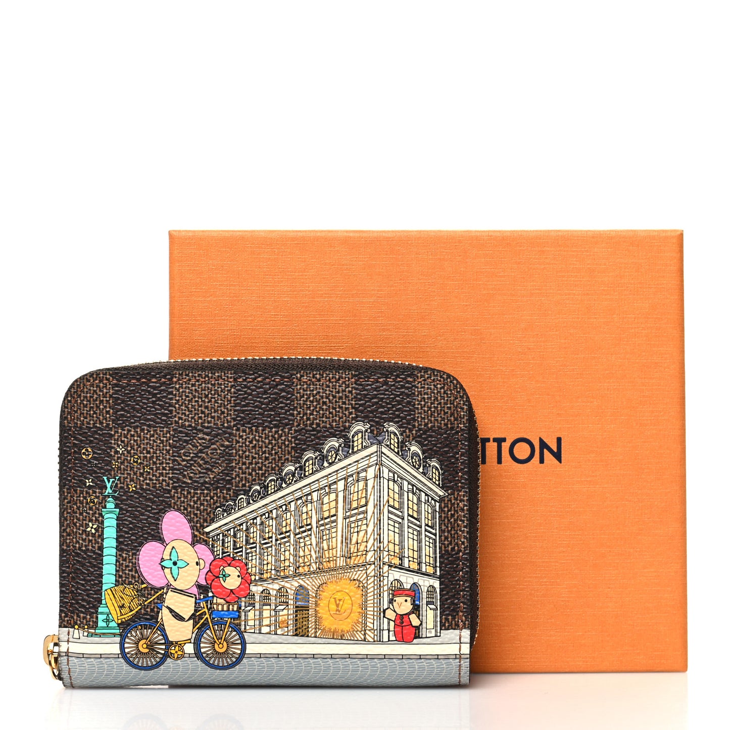 Damier Ebene 2022 Christmas Animation Paris Zippy Coin Purse Pink