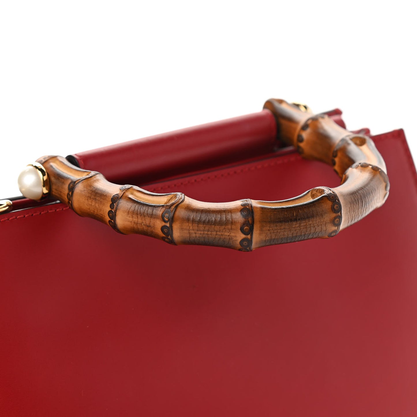 Nappa Bamboo Web Mini Nymphaea Top Handle Bag Hibiscus Red