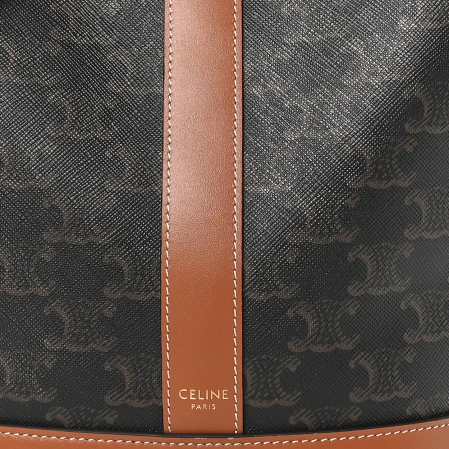 Triomphe Canvas Calfskin Small Bucket Bag Tan