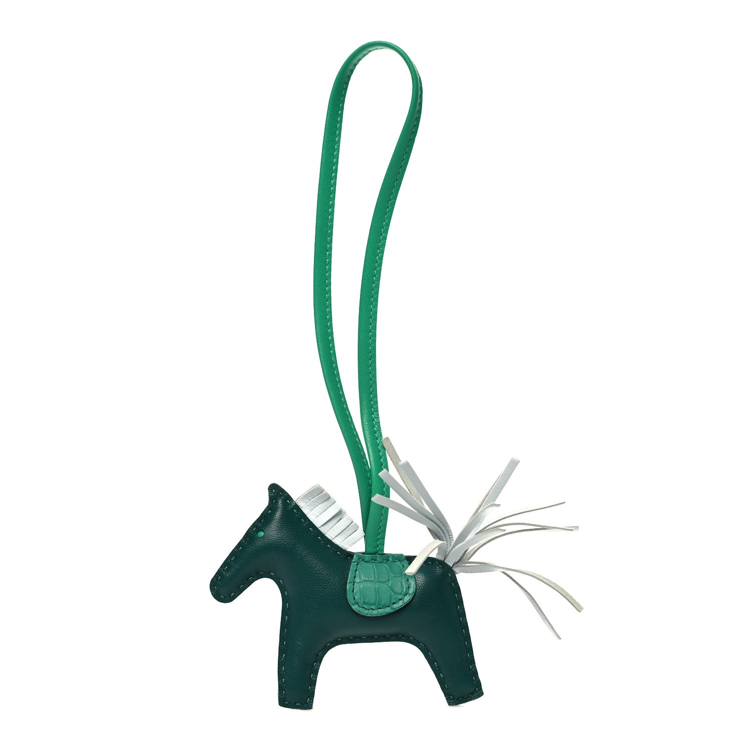 Hermes Milo Lambskin Matte Alligator Touch Grigri Rodeo Horse Bag Charm PM Malachite Menthe Bleu Brume Very Jade 1 of 3